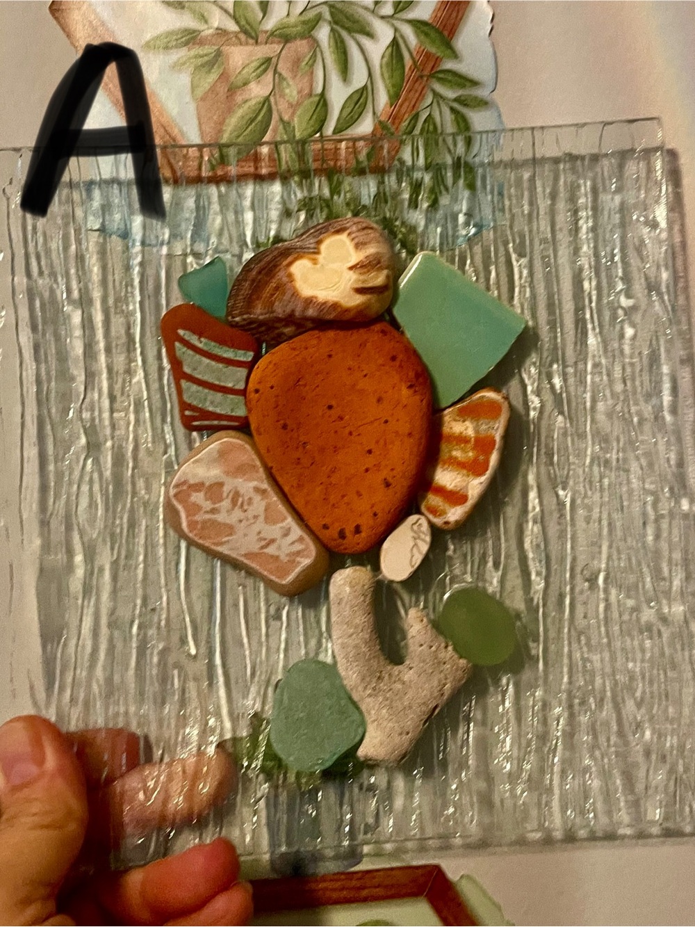 Handmade Glass Mosaic Wall Accent in Green & Orange by